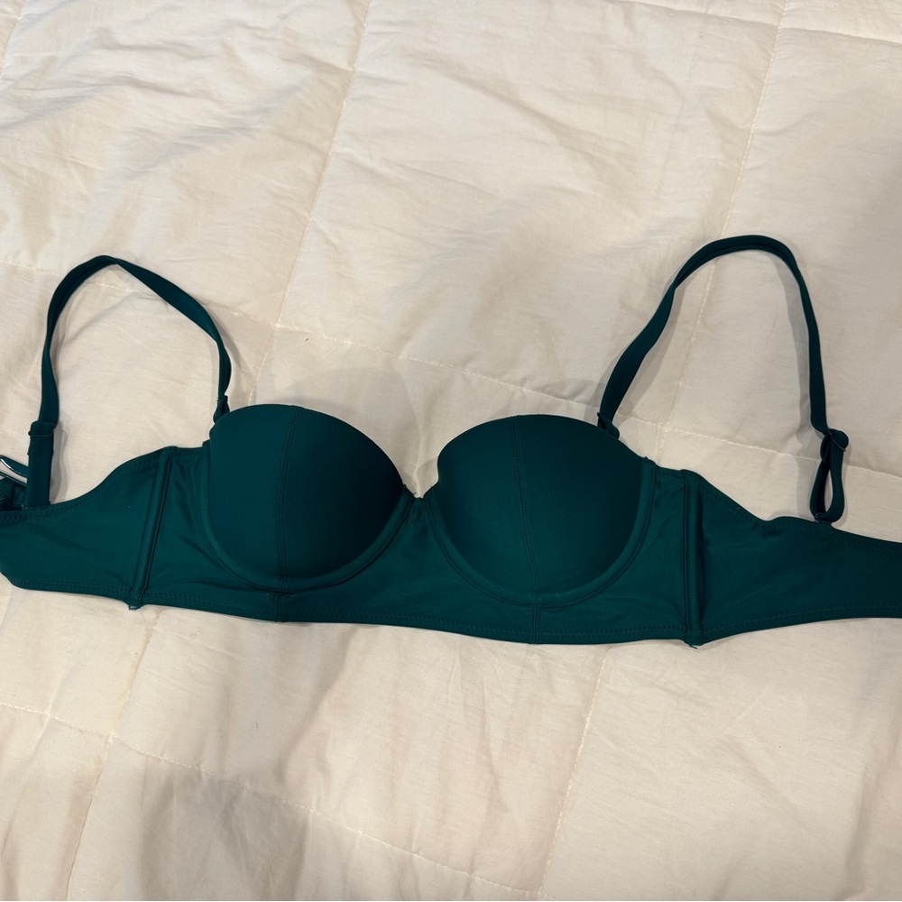 Dark Teal Underwire Bikini Top with Removable Straps
